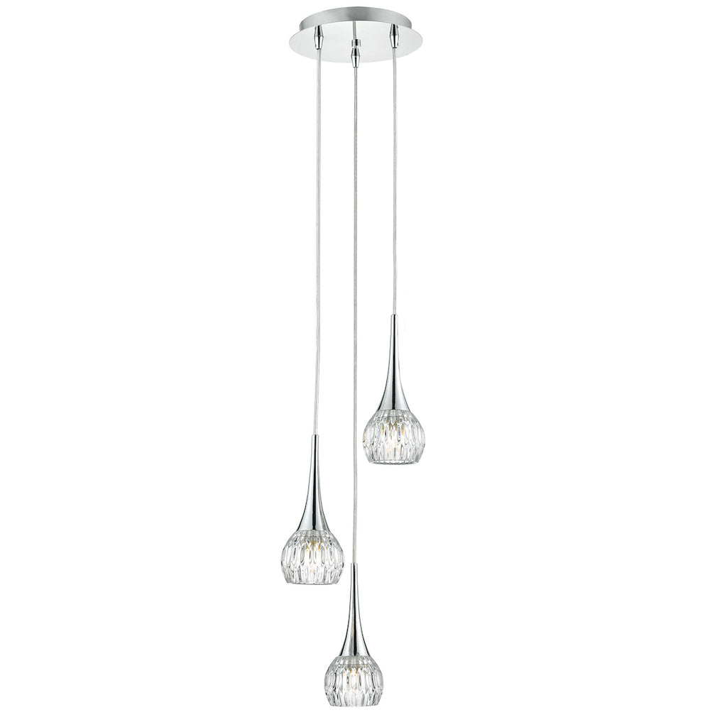 Lyall 3 Light Pendant Polished Chrome Glass<br>Polished Chrome