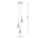 Lyall 3 Light Pendant Polished Chrome Glass<br>Polished Chrome