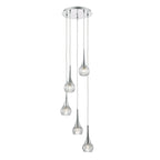 Lyall 5 Light Pendant Polished Chrome Glass<br>Polished Chrome