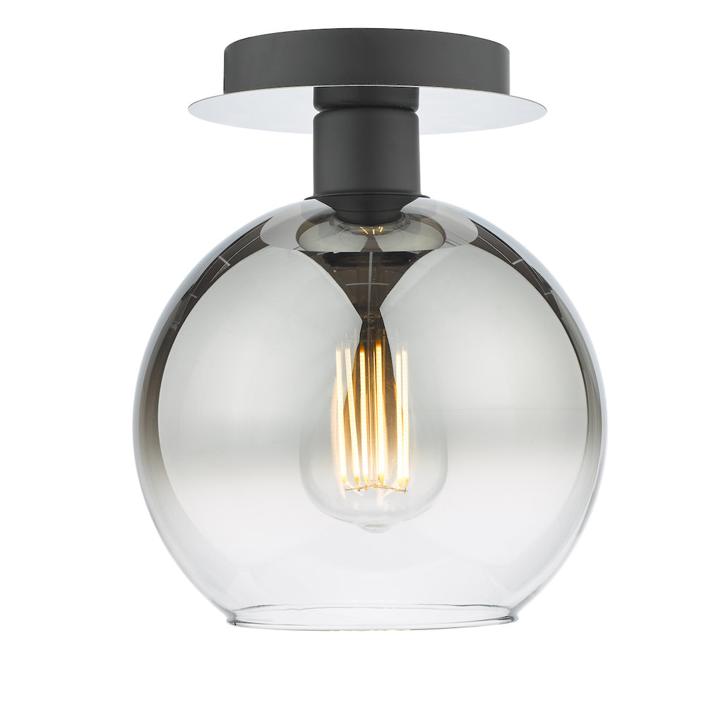 Lycia 1 Light Semi Flush Matt Black Ombre Smoked Glass<br>Matt Black