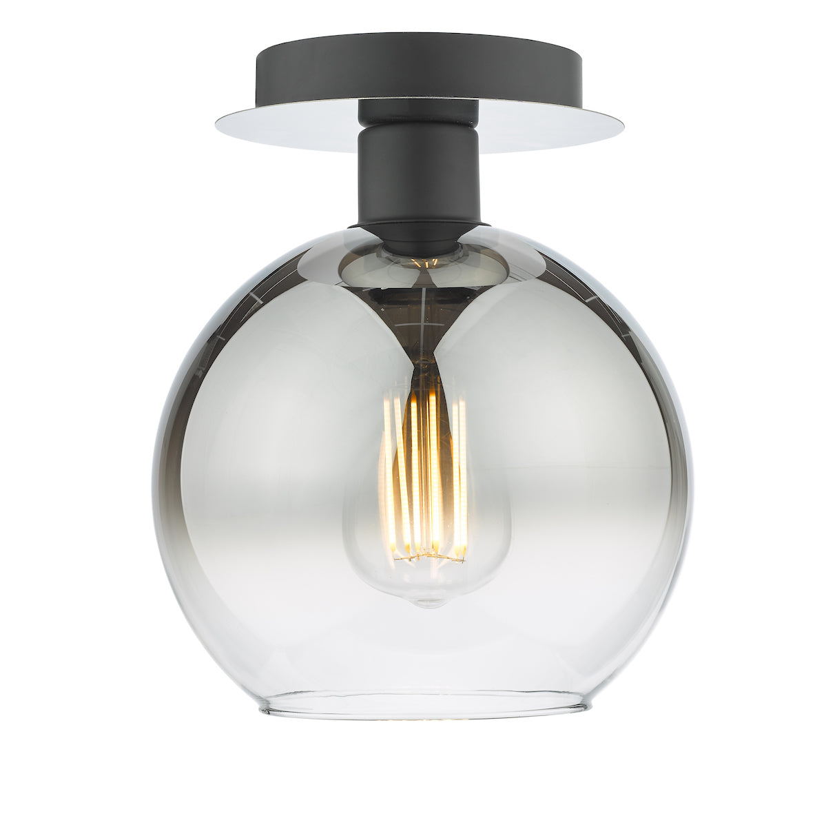 Lycia 1 Light Semi Flush Matt Black Ombre Smoked Glass<br>Matt Black