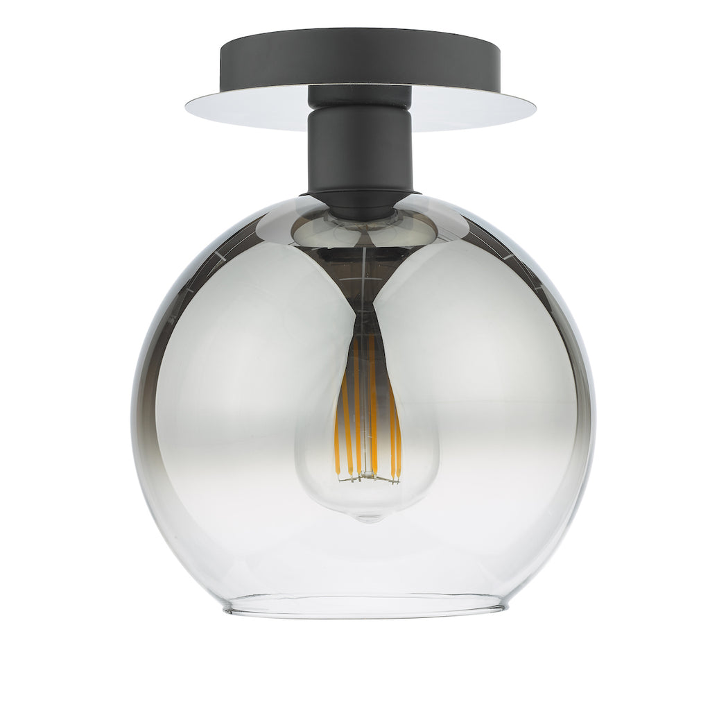 Lycia 1 Light Semi Flush Matt Black Ombre Smoked Glass<br>Matt Black