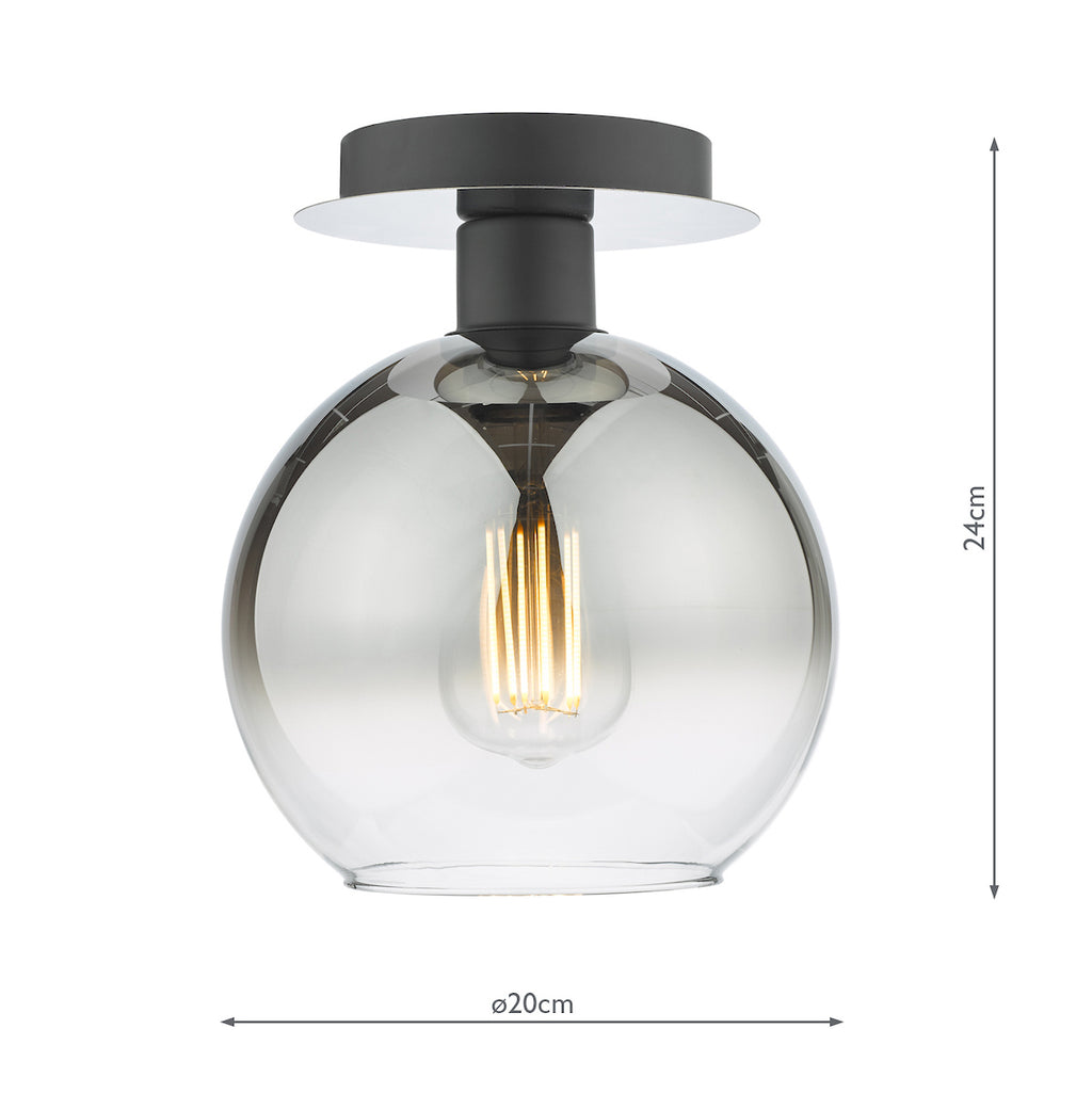 Lycia 1 Light Semi Flush Matt Black Ombre Smoked Glass<br>Matt Black
