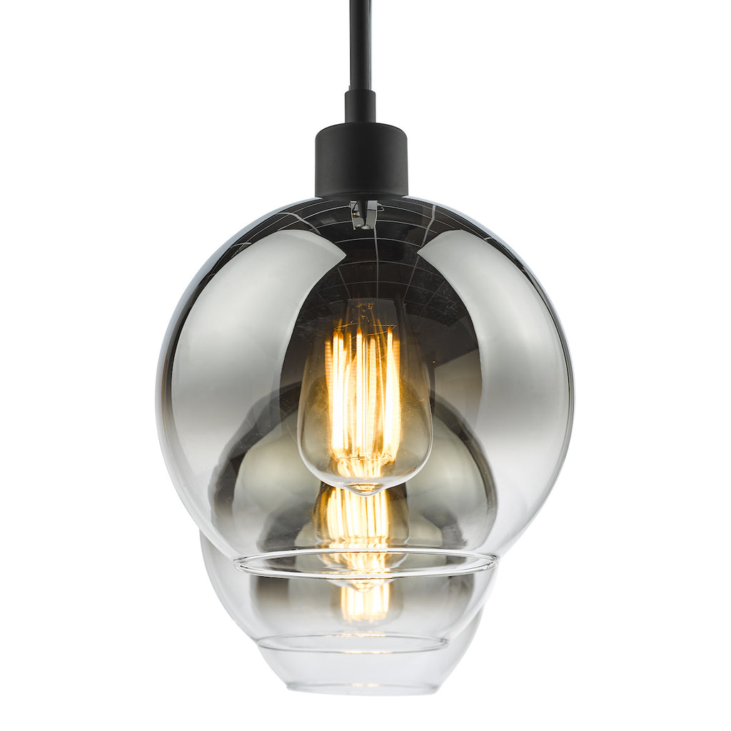 Lycia 3 Light Bar Pendant Matt Black Ombre Smoked Glass<br>Matt Black