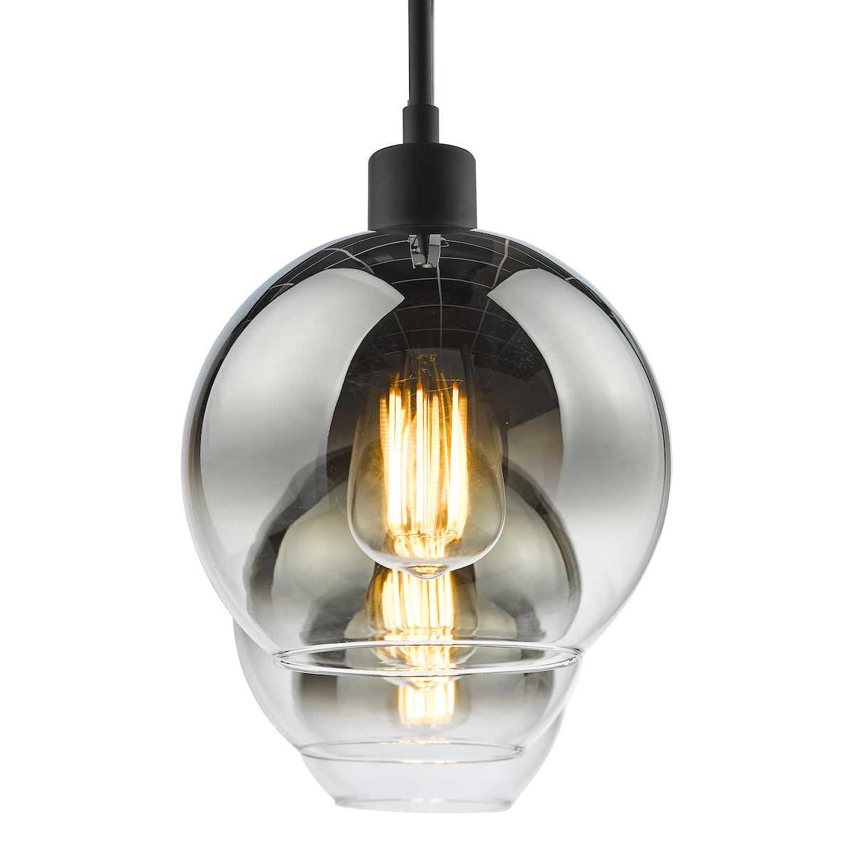 Lycia 3 Light Bar Pendant Matt Black Ombre Smoked Glass<br>Matt Black