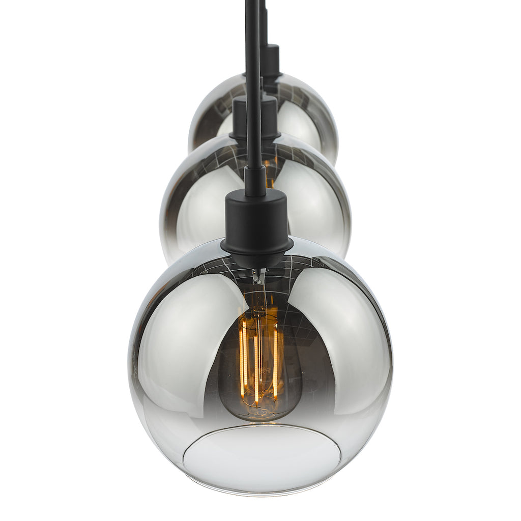 Lycia 3 Light Bar Pendant Matt Black Ombre Smoked Glass<br>Matt Black