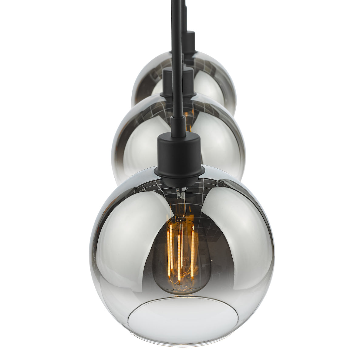 Lycia 3 Light Bar Pendant Matt Black Ombre Smoked Glass<br>Matt Black