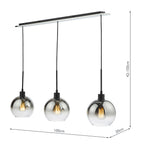 Lycia 3 Light Bar Pendant Matt Black Ombre Smoked Glass<br>Matt Black