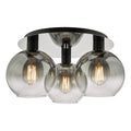Lycia 3 Light Flush Matt Black Smoked Ombre Glass<br>Matt Black
