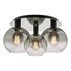 Lycia 3 Light Flush Matt Black Smoked Ombre Glass<br>Matt Black
