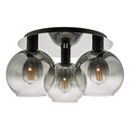Lycia 3 Light Flush Matt Black Smoked Ombre Glass<br>Matt Black