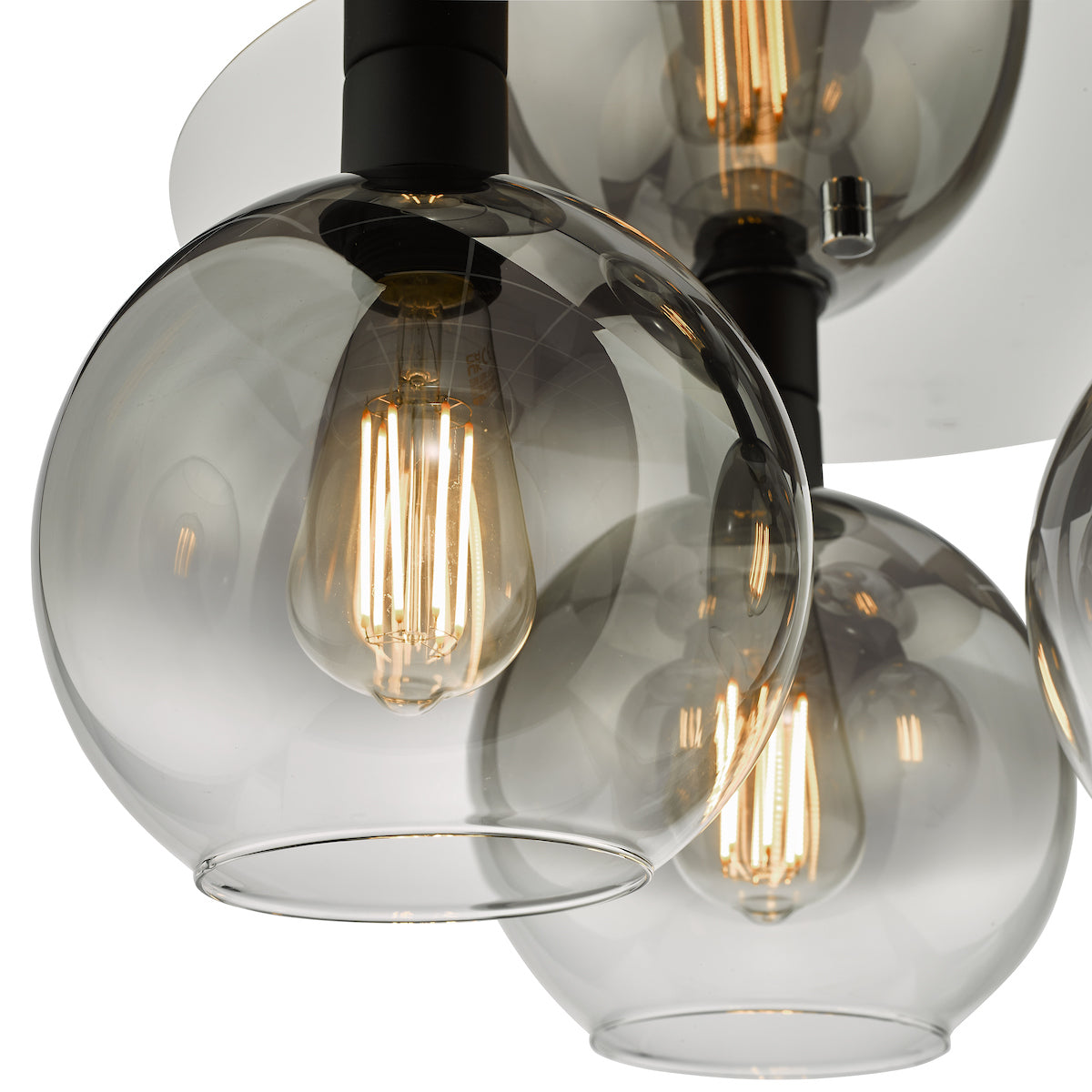 Lycia 3 Light Flush Matt Black Smoked Ombre Glass<br>Matt Black