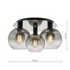Lycia 3 Light Flush Matt Black Smoked Ombre Glass<br>Matt Black