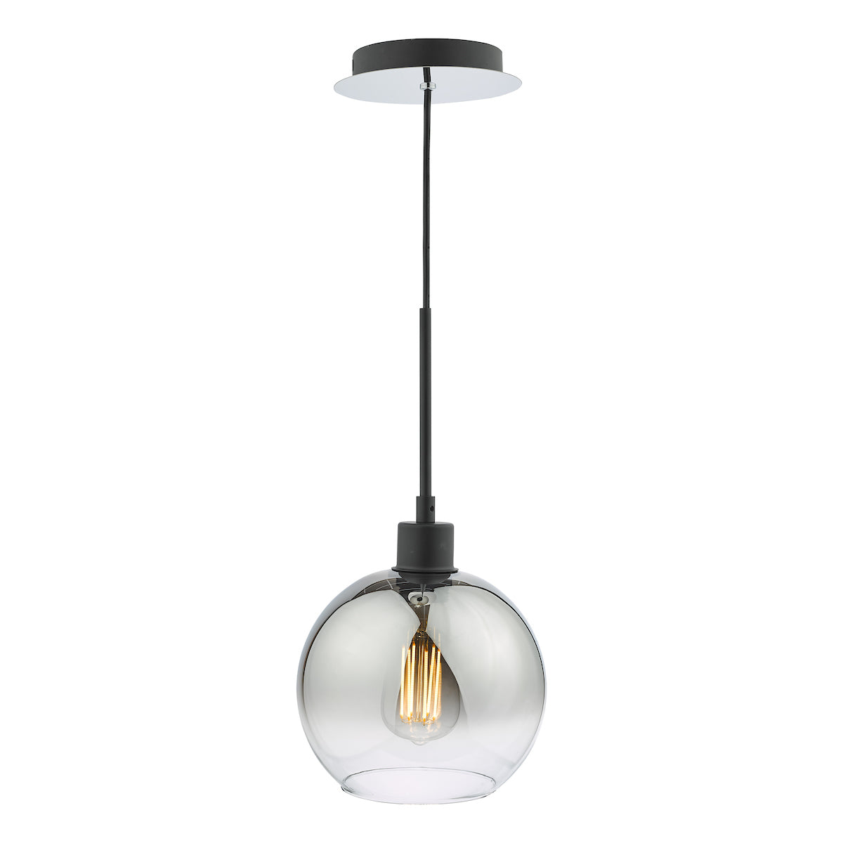 Lycia 1 Light Single Pendant Matt Black Ombre Smoked Glass<br>Matt Black