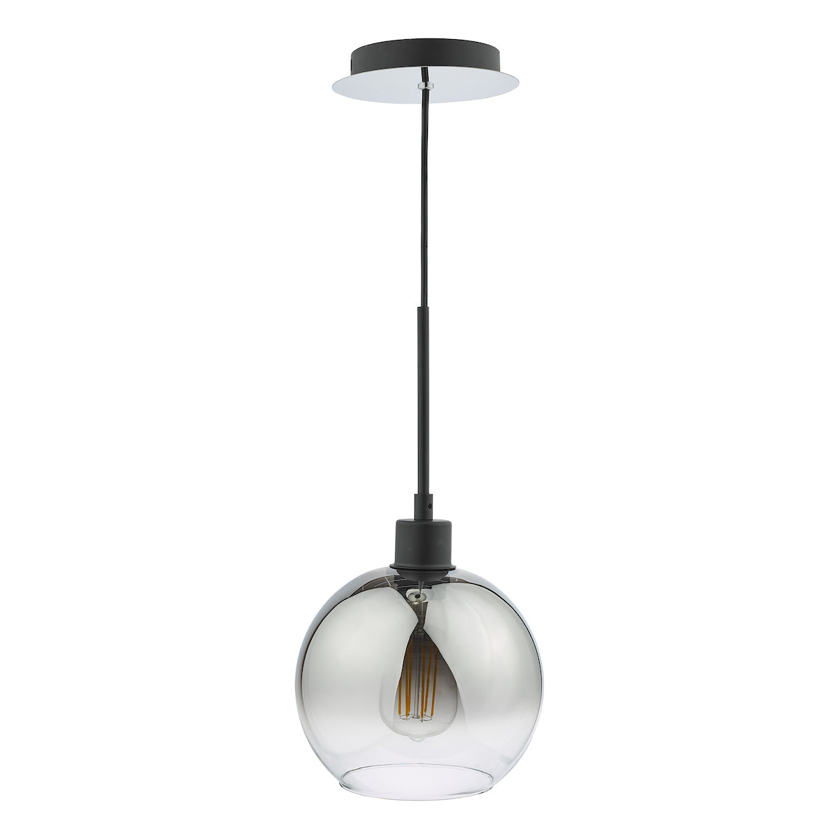 Lycia 1 Light Single Pendant Matt Black Ombre Smoked Glass<br>Matt Black