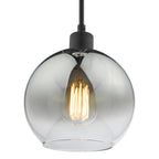 Lycia 1 Light Single Pendant Matt Black Ombre Smoked Glass<br>Matt Black