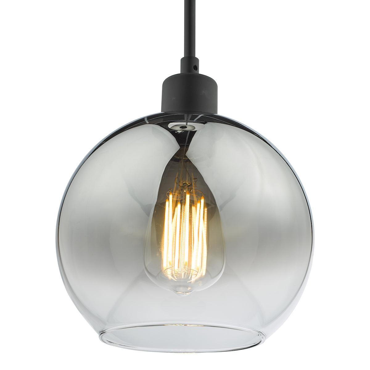 Lycia 1 Light Single Pendant Matt Black Ombre Smoked Glass<br>Matt Black