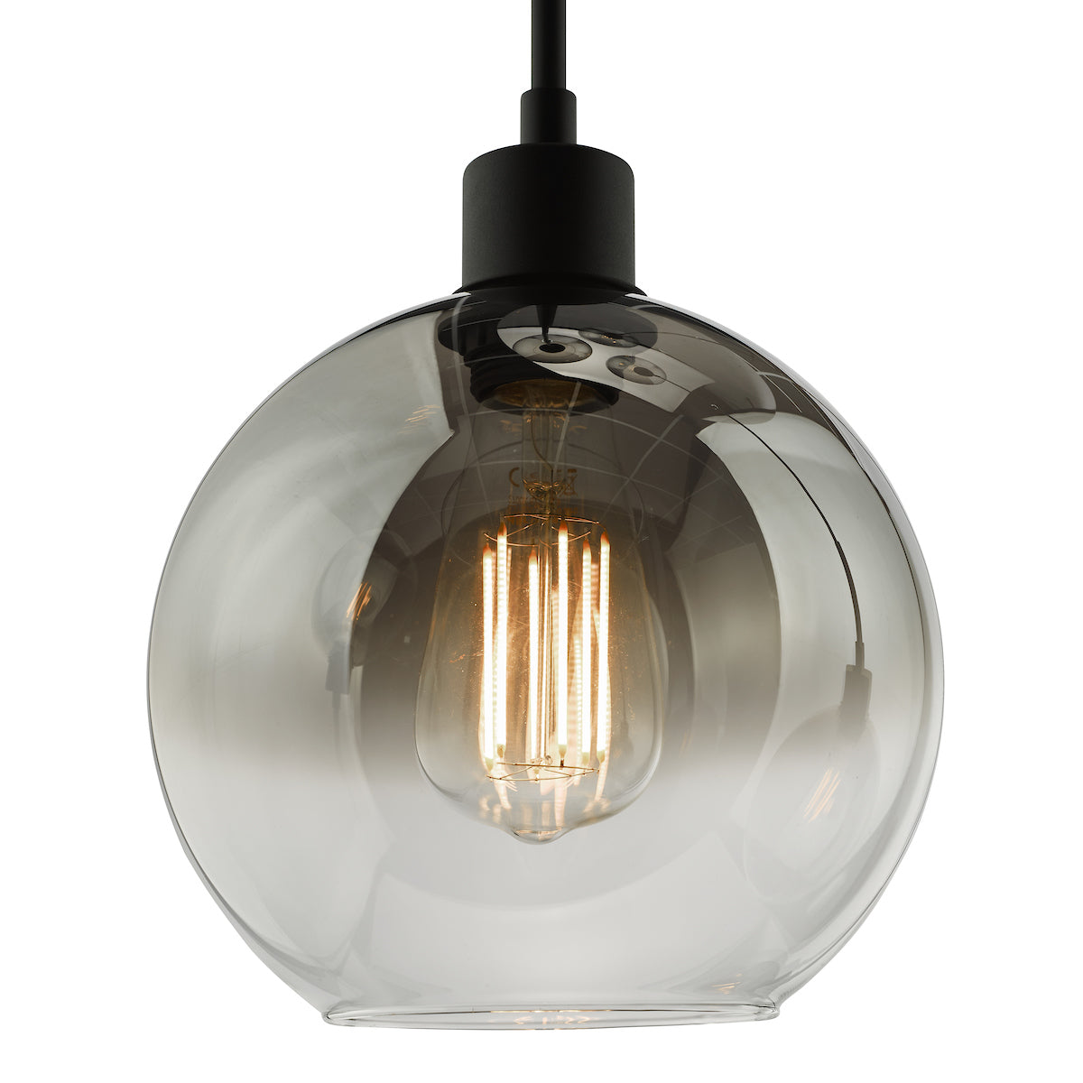 Lycia 3 Light Cluster Pendant Matt Black Smoked Ombre Glass<br>Matt Black