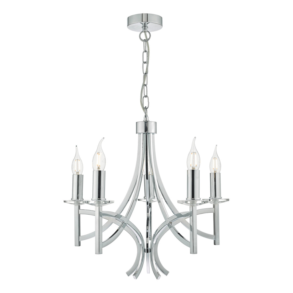 Lyon 5lt Pendant Polished Chrome & Crystal<br>Polished Chrome