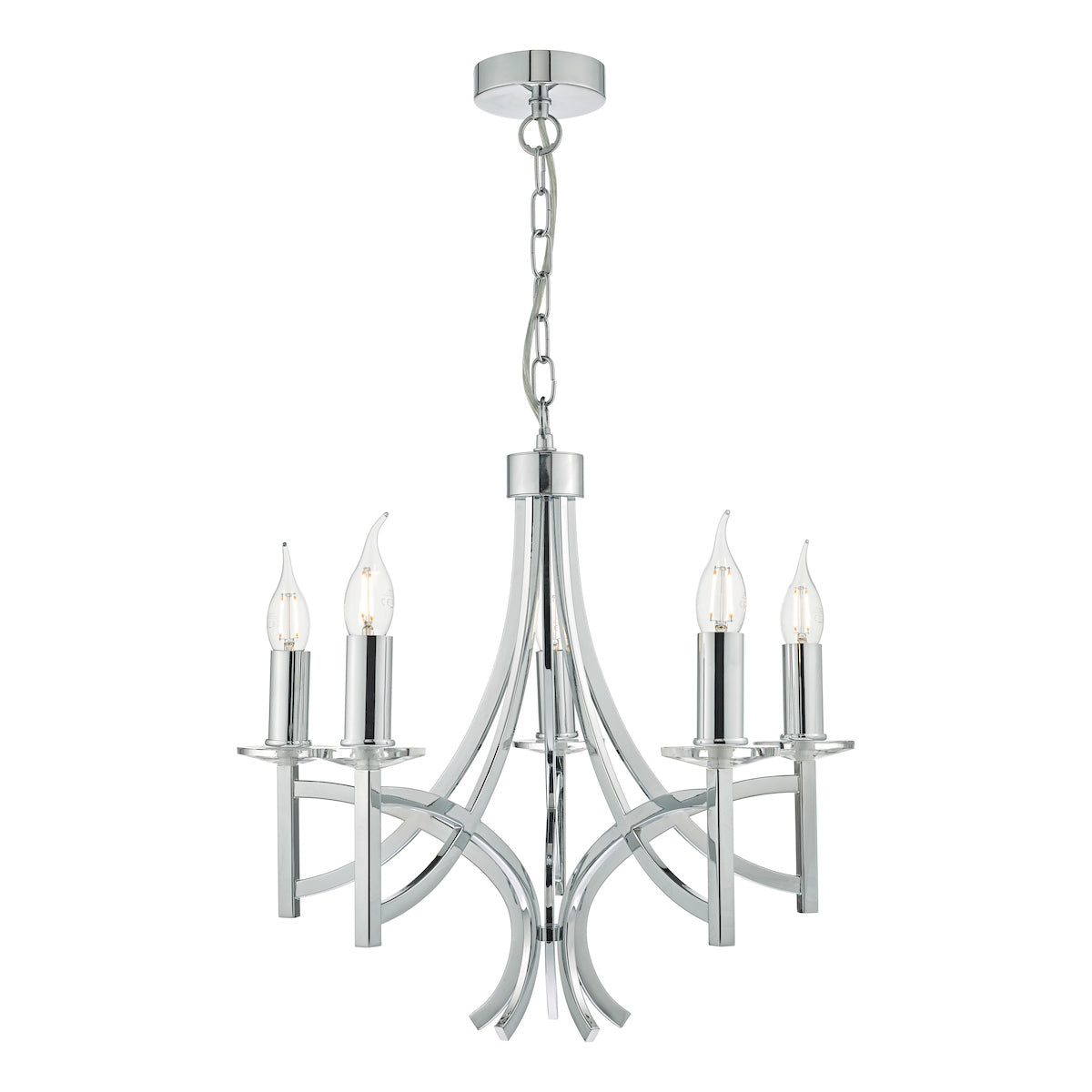 Lyon 5lt Pendant Polished Chrome & Crystal<br>Polished Chrome