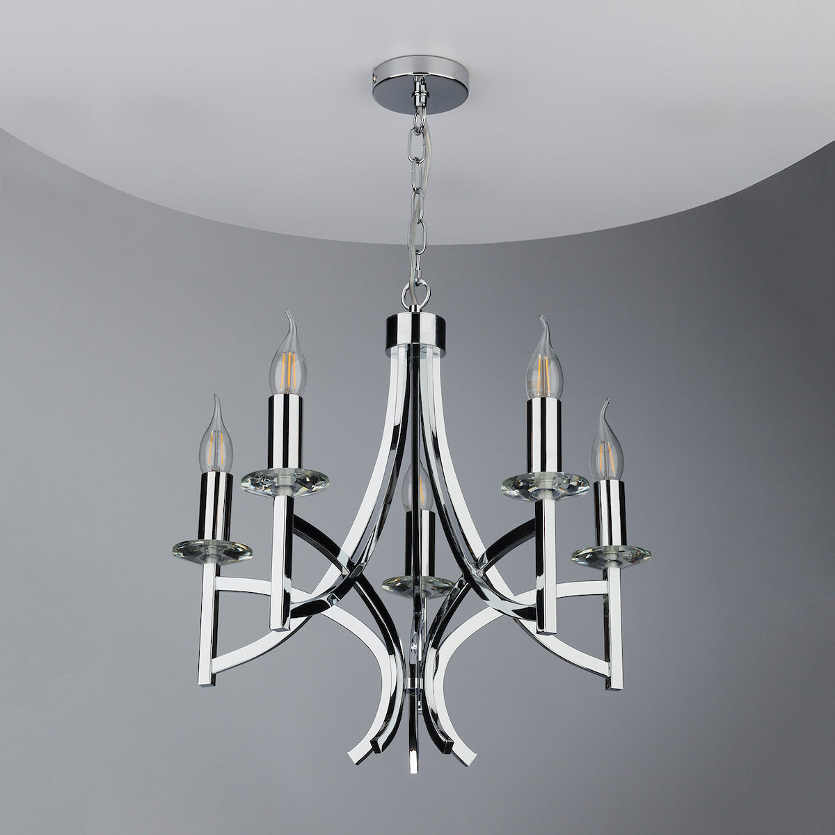 Lyon 5lt Pendant Polished Chrome & Crystal<br>Polished Chrome
