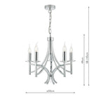 Lyon 5lt Pendant Polished Chrome & Crystal<br>Polished Chrome