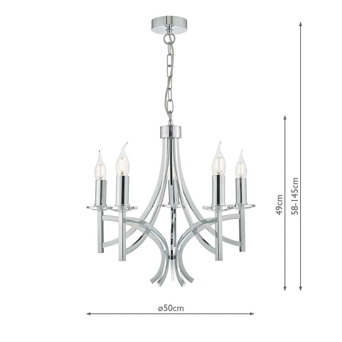 Lyon 5lt Pendant Polished Chrome & Crystal<br>Polished Chrome