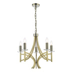 Lyon 5 Light Armed Fitting Antique Brass Crystal<br>Antique Brass