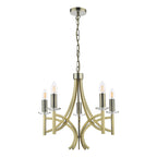 Lyon 5 Light Armed Fitting Antique Brass Crystal<br>Antique Brass