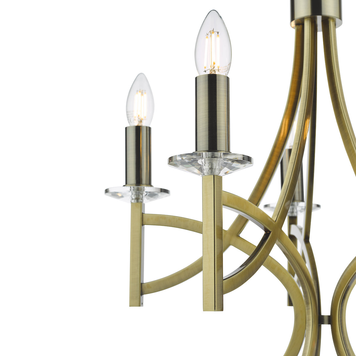 Lyon 5 Light Armed Fitting Antique Brass Crystal<br>Antique Brass