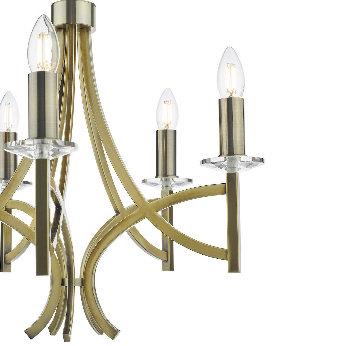 Lyon 5 Light Armed Fitting Antique Brass Crystal<br>Antique Brass