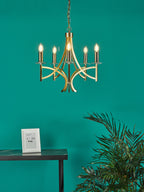 Lyon 5 Light Armed Fitting Antique Brass Crystal<br>Antique Brass