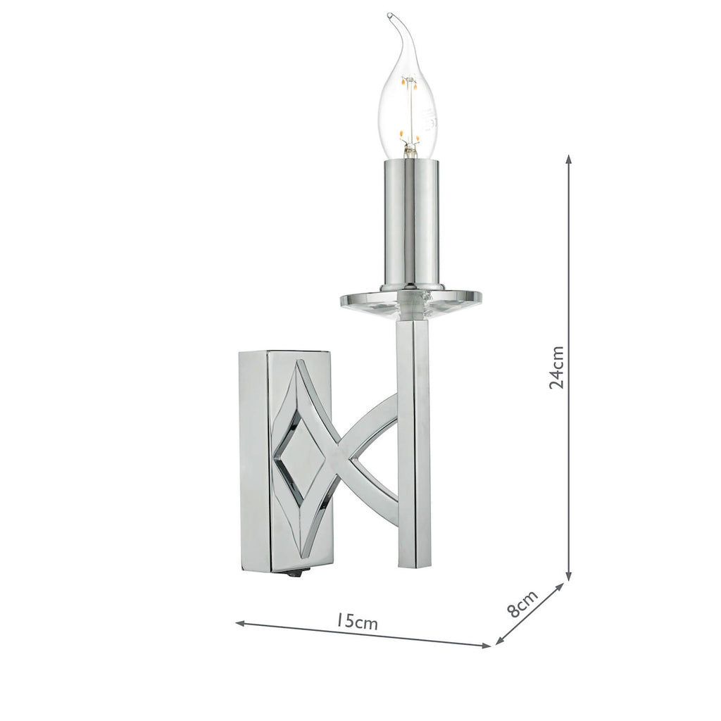 Lyon Wall Light Polished Chrome & Crystal<br>Polished Chrome