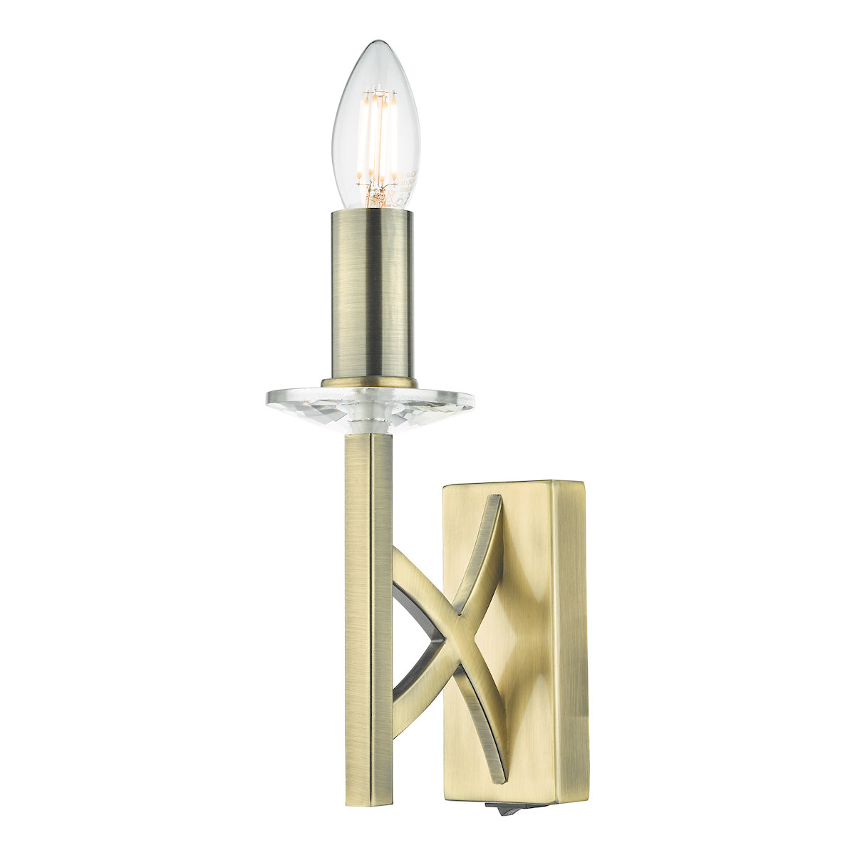 Lyon 1 Light Wall Light Antique Brass Crystal<br>Antique Brass