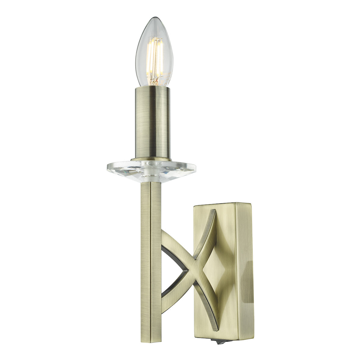 Lyon 1 Light Wall Light Antique Brass Crystal<br>Antique Brass