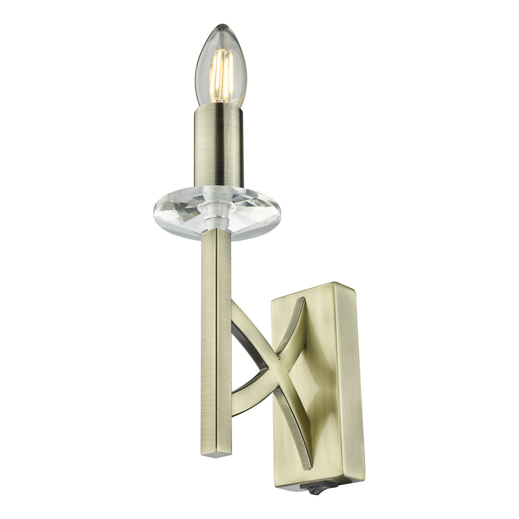 Lyon 1 Light Wall Light Antique Brass Crystal<br>Antique Brass