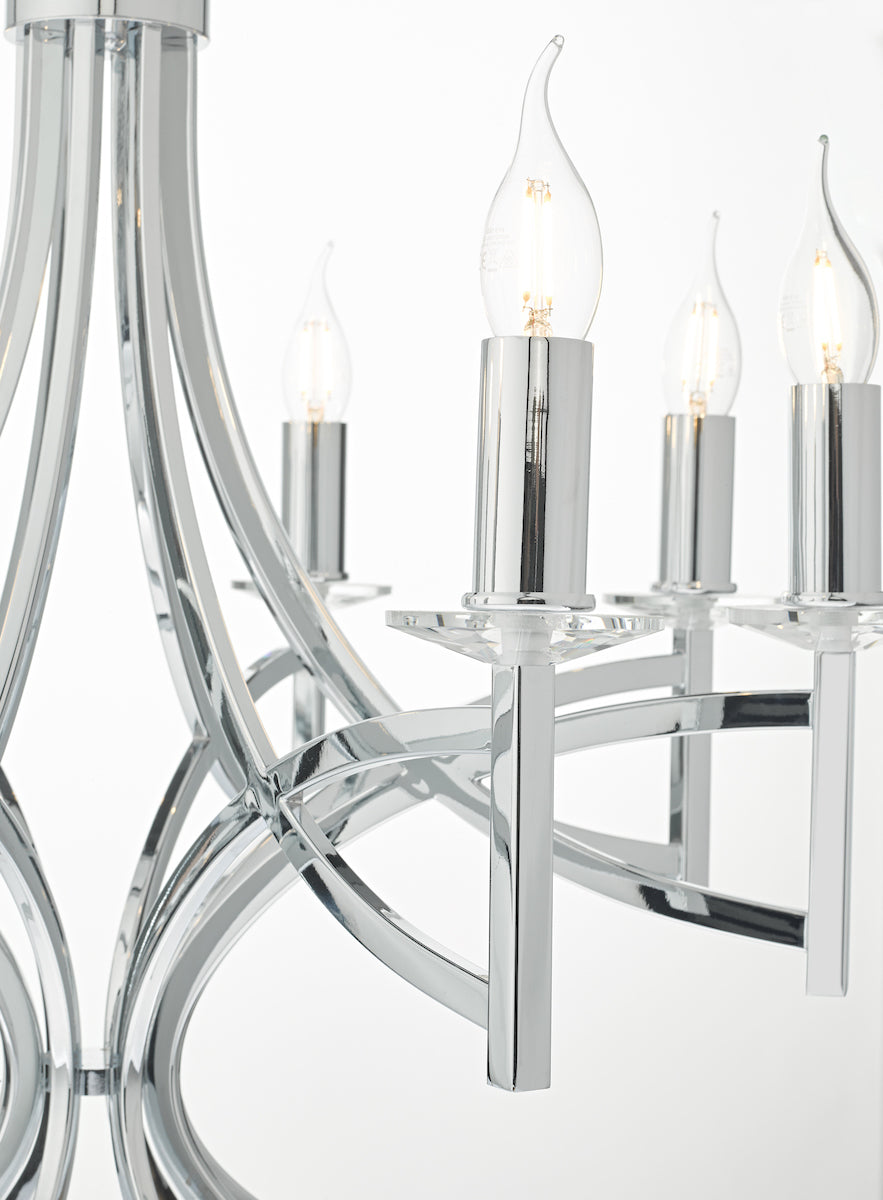 Lyon 8 Light Pendant Polished Chrome & Crystal<br>Polished Chrome