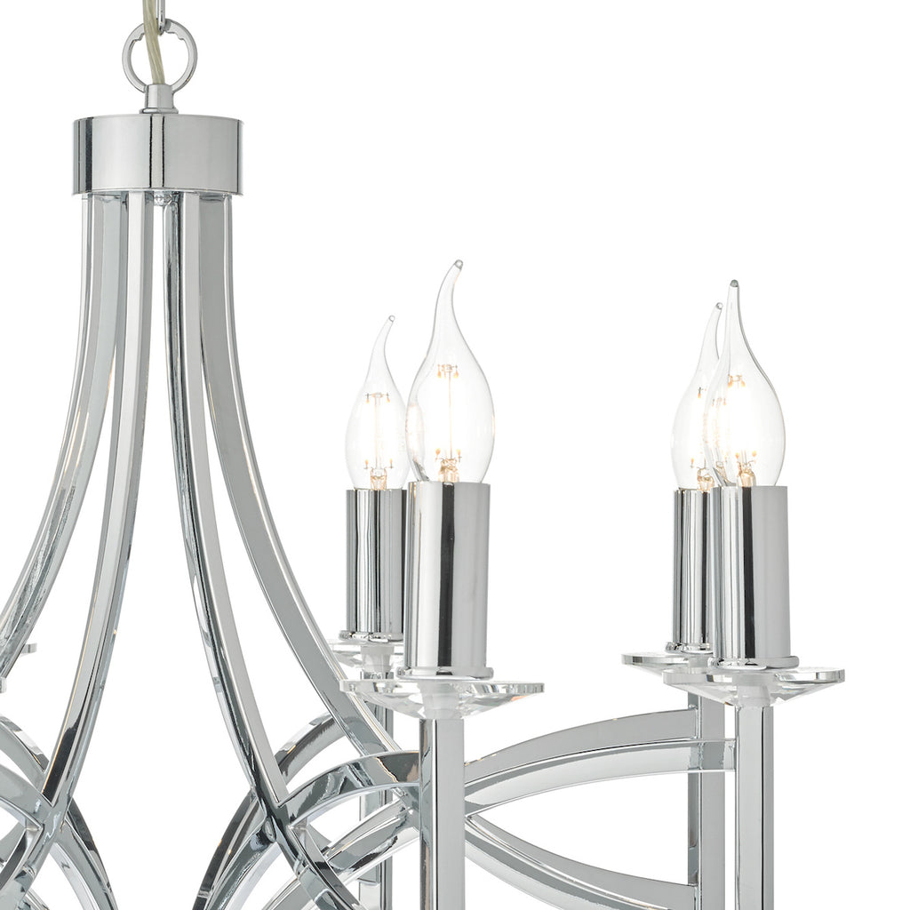 Lyon 8 Light Pendant Polished Chrome & Crystal<br>Polished Chrome