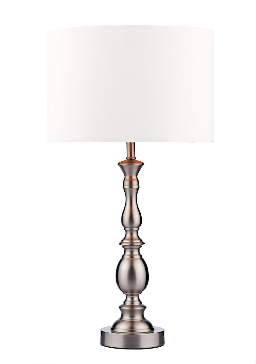 Madrid Table Lamp Satin Chrome With Shade Satin Chrome