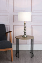 Madrid Table Lamp Satin Chrome With Shade Satin Chrome