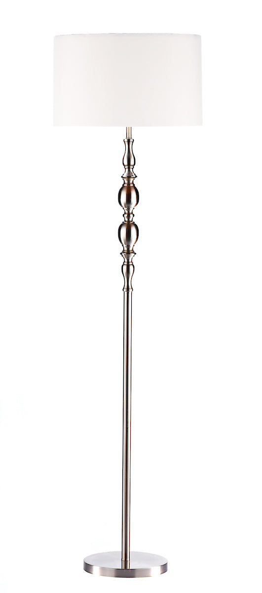 Madrid Floor Lamp Satin Chrome With Shade <br>Satin Chrome