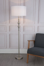 Madrid Floor Lamp Satin Chrome With Shade <br>Satin Chrome
