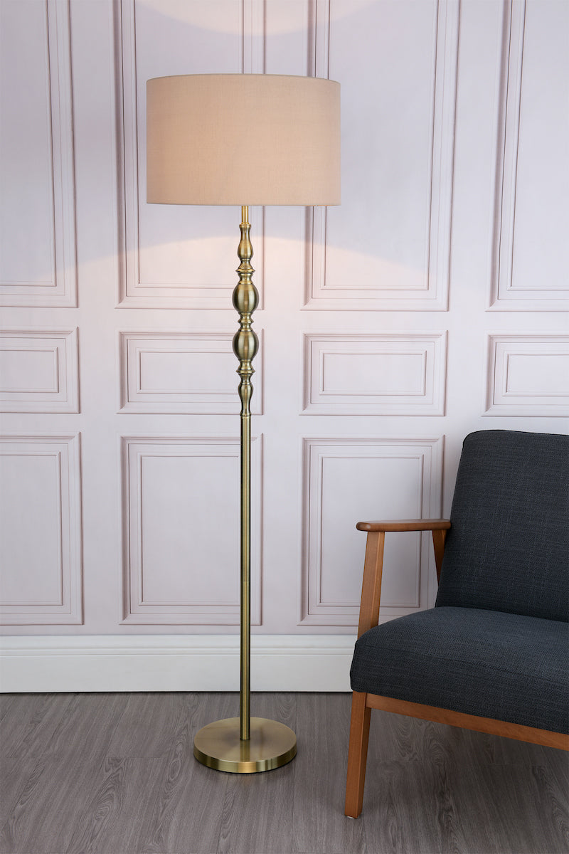 Madrid Floor Lamp Antique Brass With Shade Antique Brass