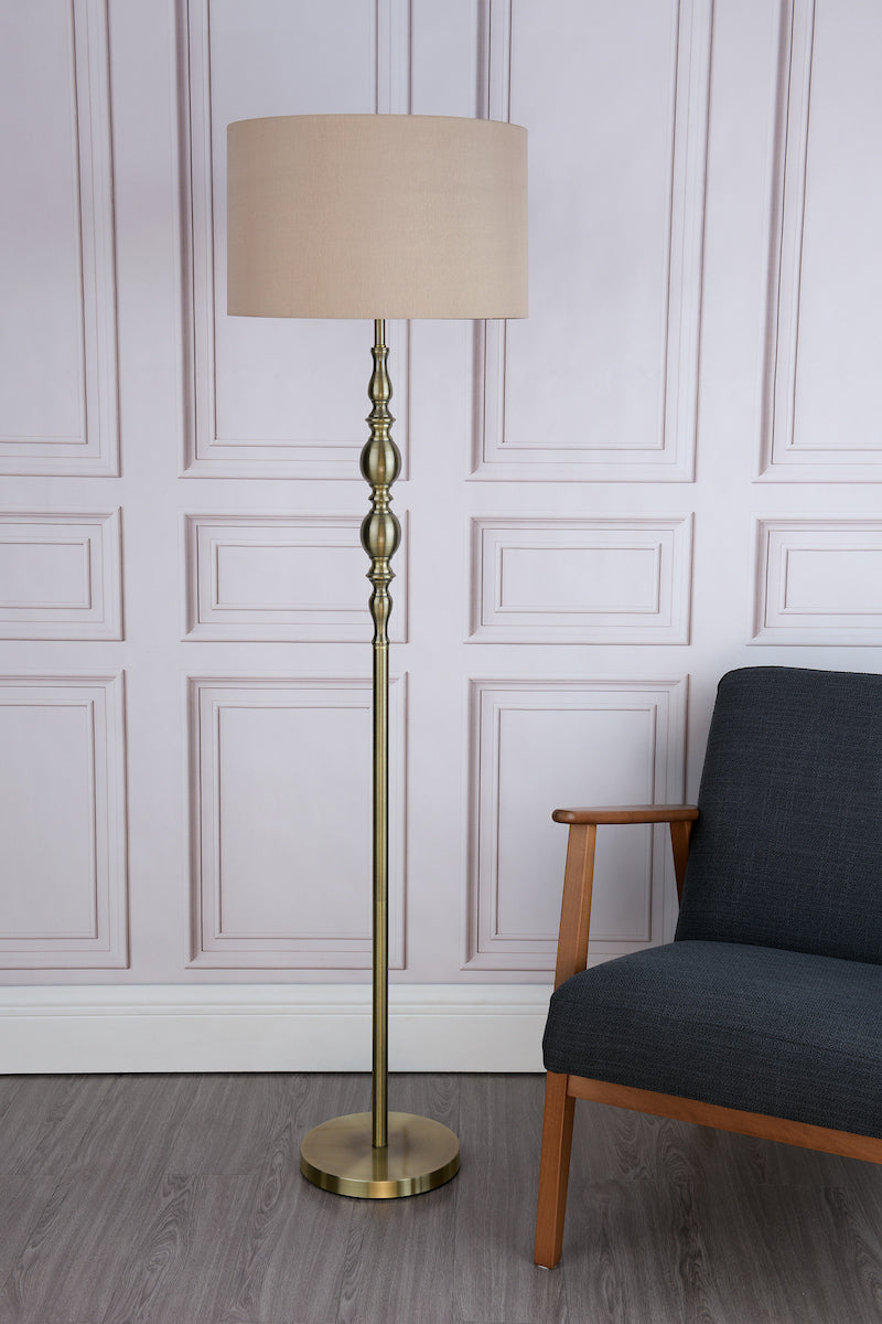 Madrid Floor Lamp Antique Brass With Shade Antique Brass