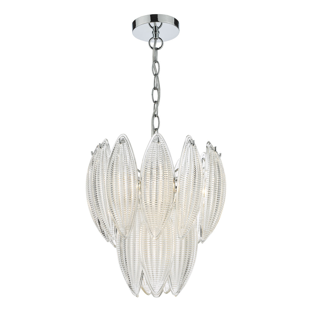 Maeve 6 Light Pendant Polished Chrome Textured Glass<br>Polished Chrome