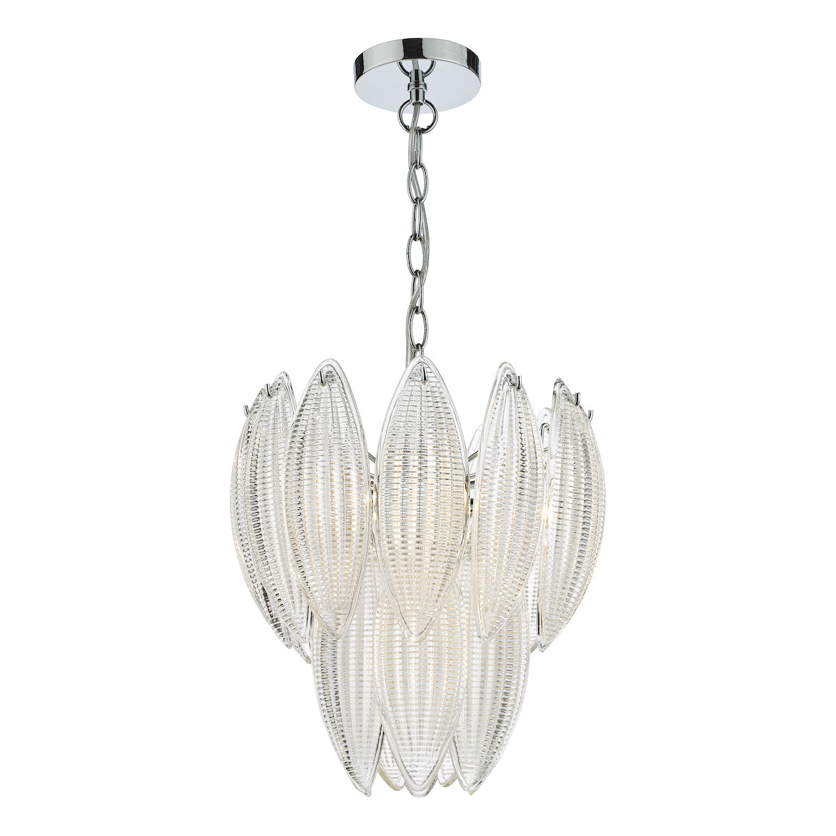 Maeve 6 Light Pendant Polished Chrome Textured Glass<br>Polished Chrome