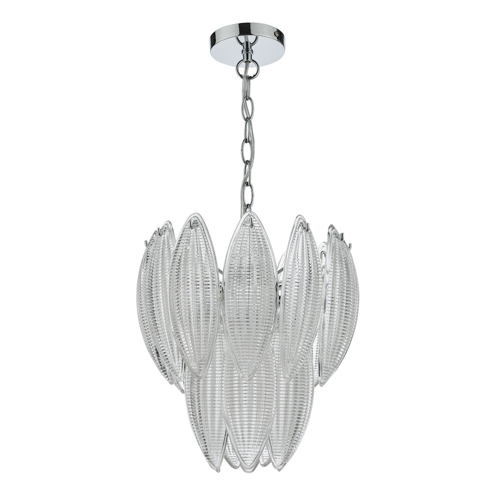 Maeve 6 Light Pendant Polished Chrome Textured Glass<br>Polished Chrome