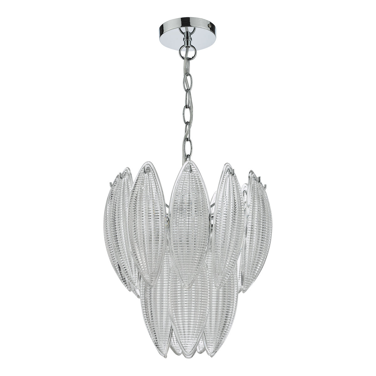 Maeve 6 Light Pendant Polished Chrome Textured Glass<br>Polished Chrome