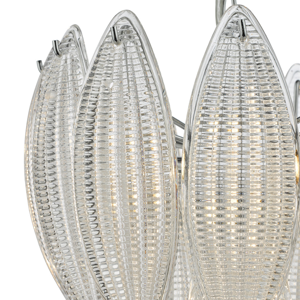 Maeve 6 Light Pendant Polished Chrome Textured Glass<br>Polished Chrome