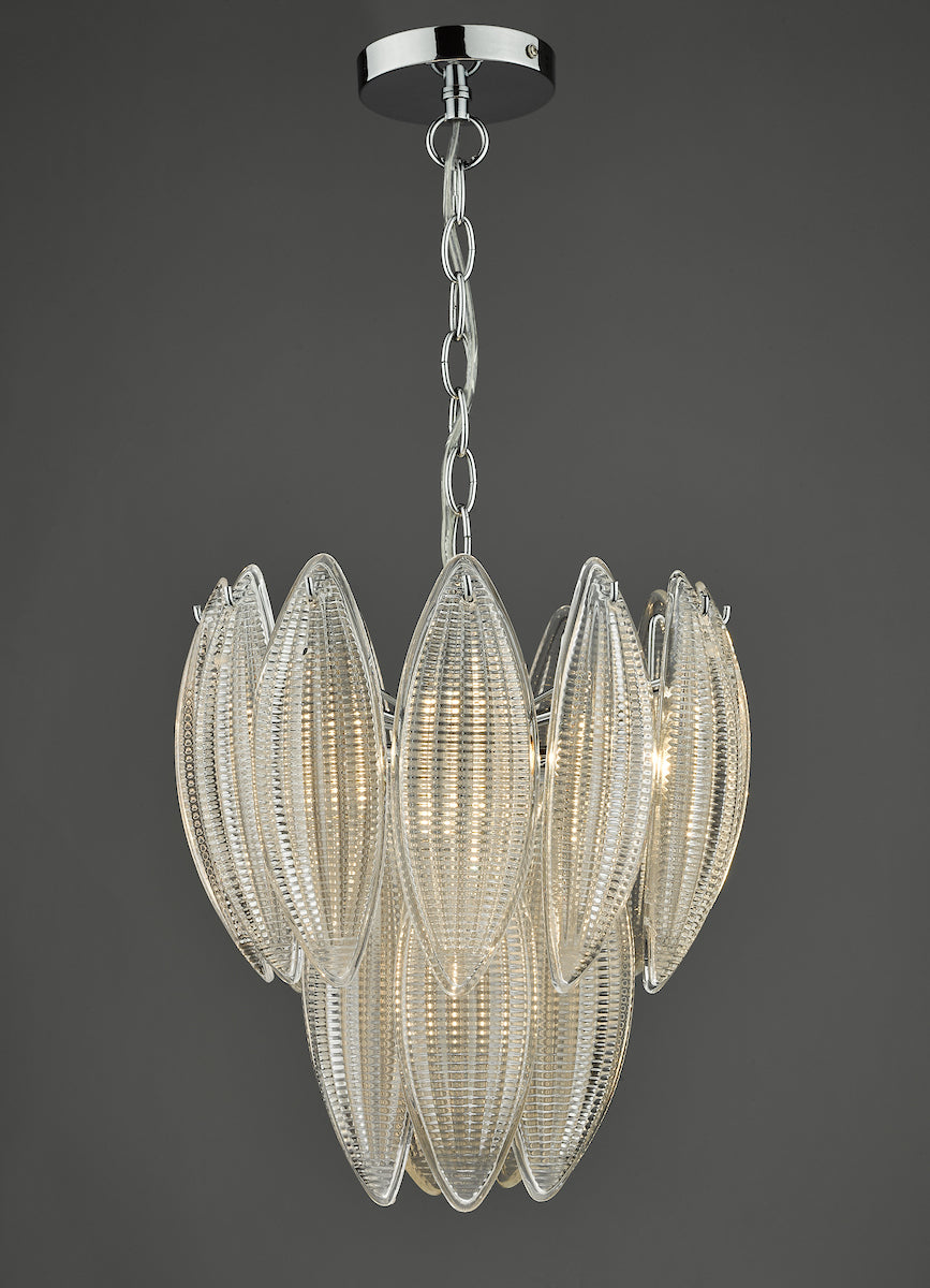 Maeve 6 Light Pendant Polished Chrome Textured Glass<br>Polished Chrome